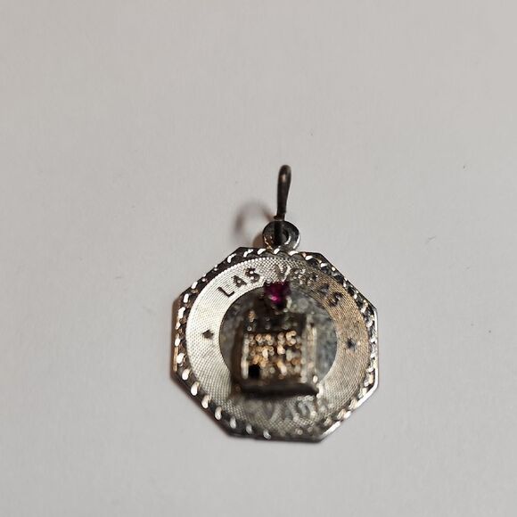 Vintage Sterling LAS VEGAS Pendant with Pink Rhinestone - Picture 1 of 3